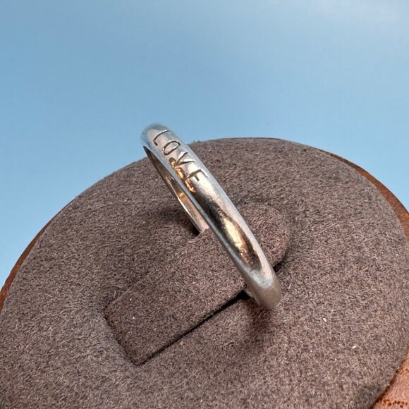 VTG Solid Sterling Silver 925 Half Round "Love" Wedding Band Ring Size 6.75 - Picture 5 of 9